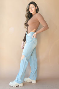mode, double dip mock neck