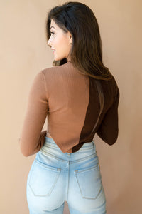 mode, double dip mock neck