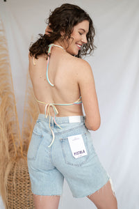 mode, rainbow knit halter top