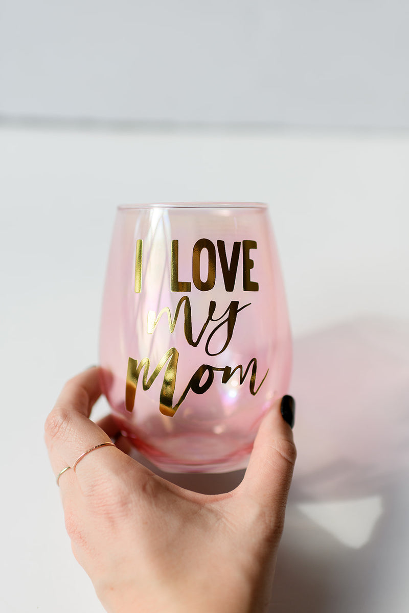 mode, i love mom wine glass