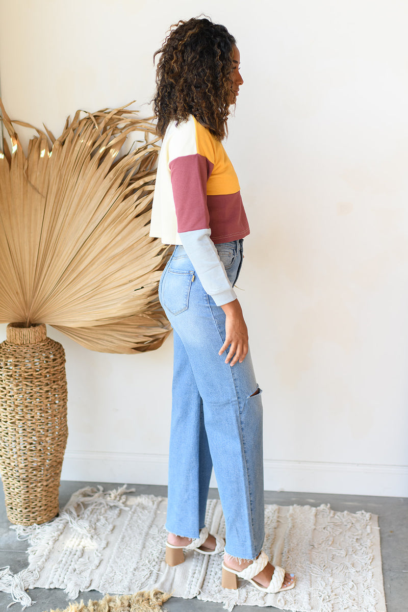 mode, color block crop top