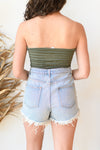 mode, ella destroyed denim shorts