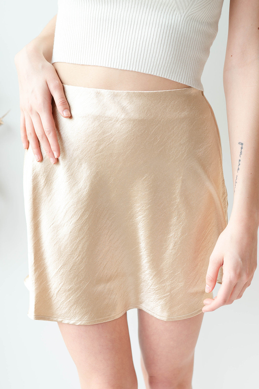 mode, aniya satin skirt