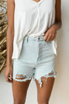 mode, high tide distressed shorts