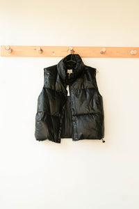 mode, norah vegan leather puffer vest