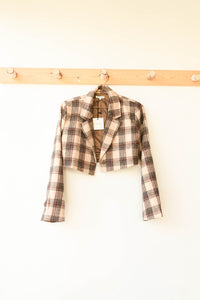 mode, reagan checkered blazer