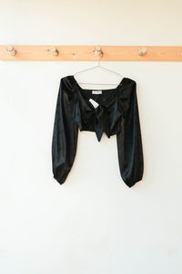 mode, ashlen satin bow top