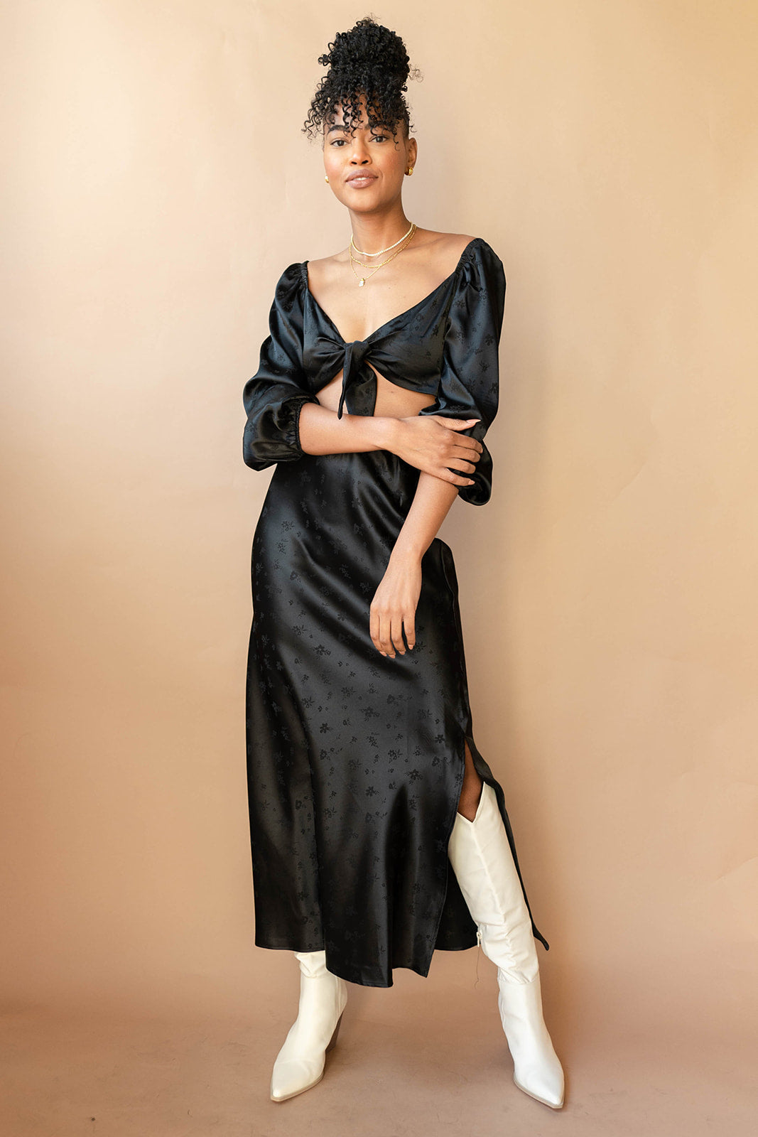 mode, ashlen satin midi skirt