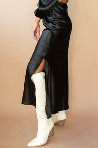 mode, ashlen satin midi skirt