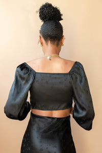 mode, ashlen satin bow top