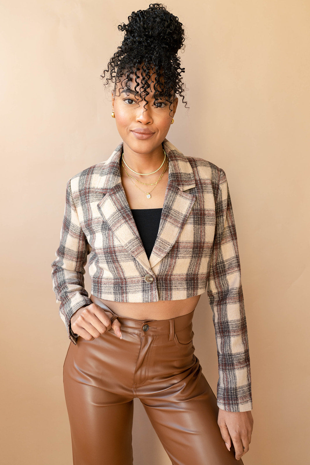 mode, reagan checkered blazer