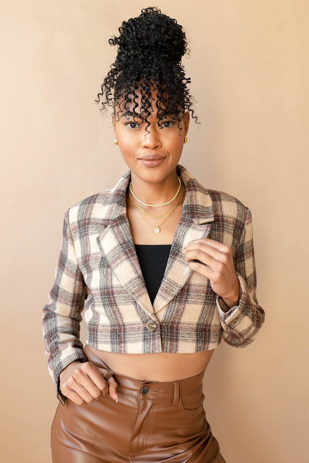 mode, reagan checkered blazer