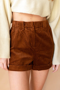 mode, corduroy shorts