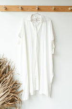 mode, linen button down dress