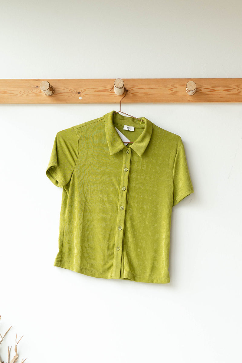 mode, kiwi collared button down