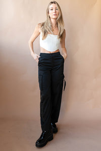 mode, satin cargo pants