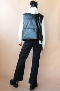 mode, norah vegan leather puffer vest