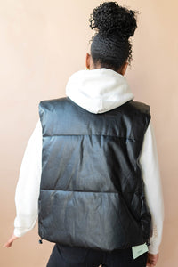 mode, norah vegan leather puffer vest