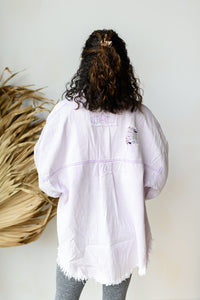 mode, delighted distressed shacket