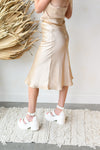mode, high slits satin midi