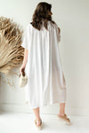 mode, linen button down dress