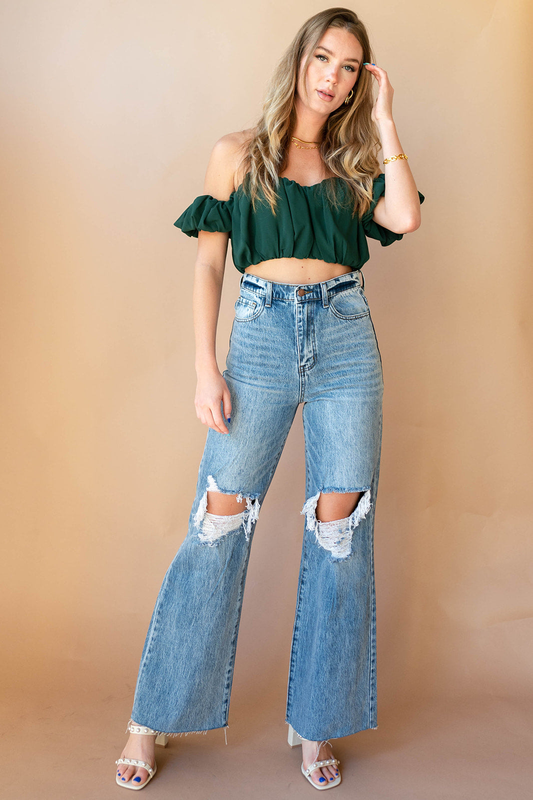 mode, clover chiffon top