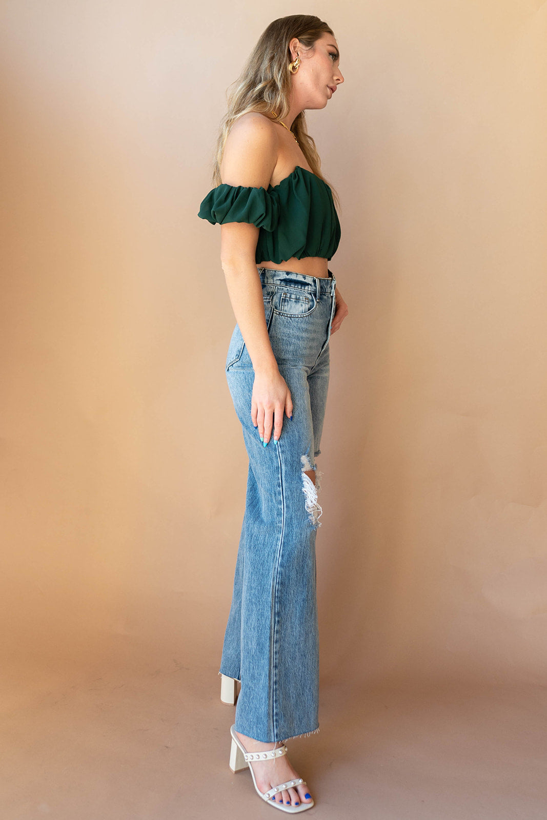 mode, clover chiffon top