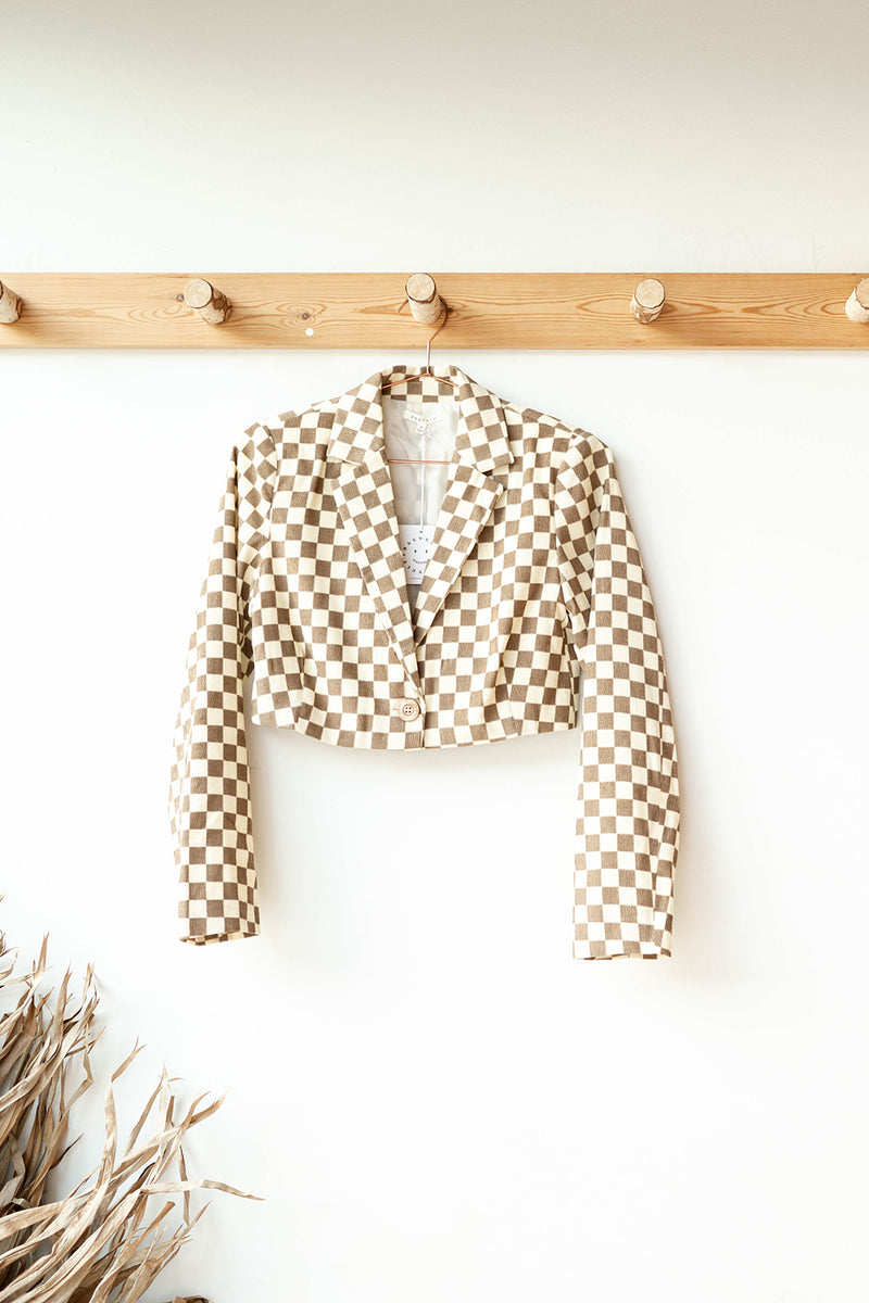 checkered crop jacket