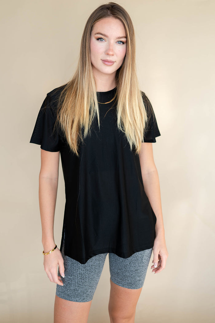 mode, mesh short sleeve top