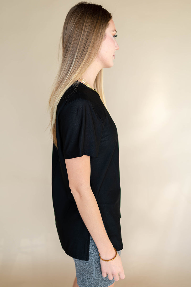 mode, mesh short sleeve top