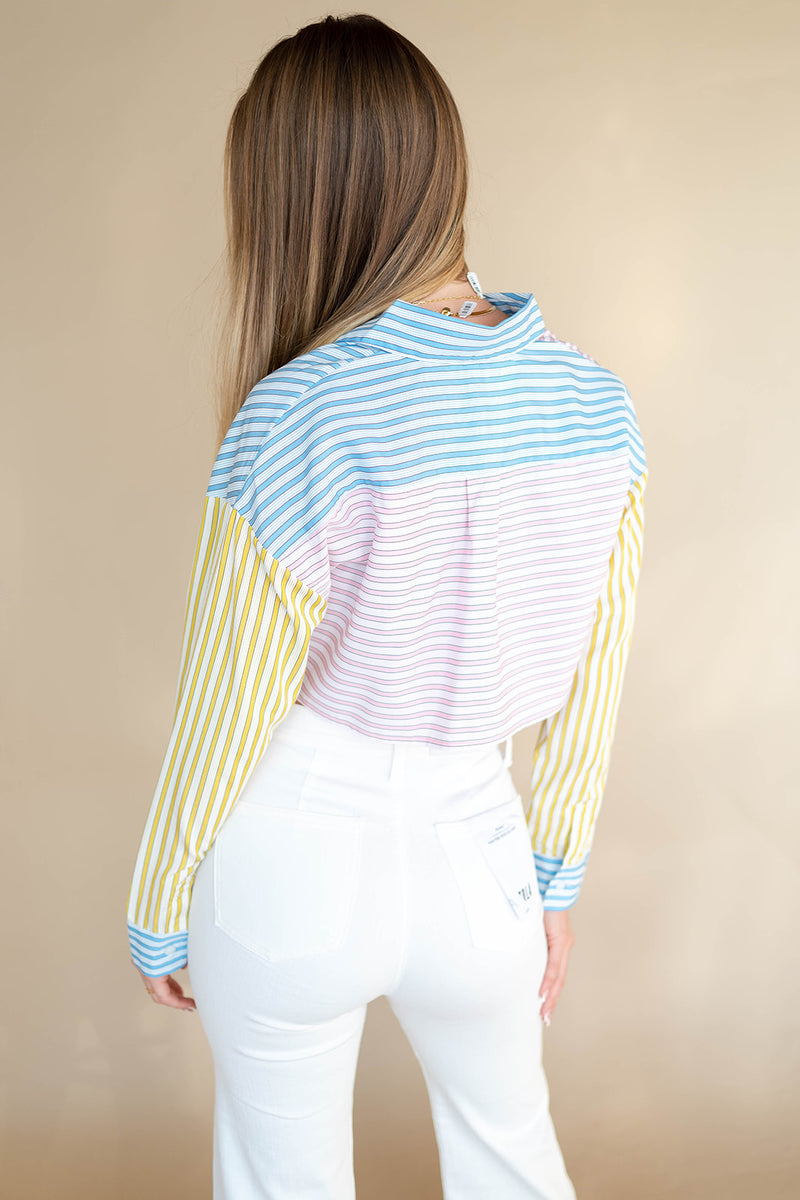 mode, double take crop blouse