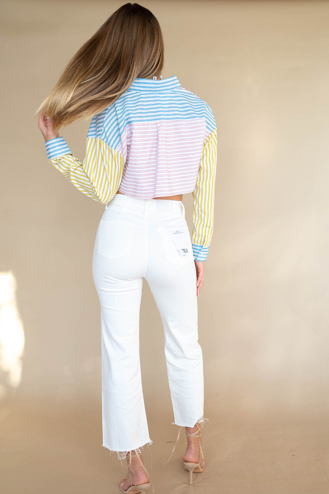 mode, double take crop blouse