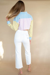 mode, double take crop blouse
