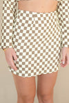 checkered print mini skirt