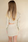 checkered print mini skirt