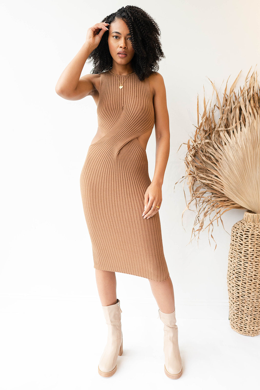 mode, angelique midi sweater dress