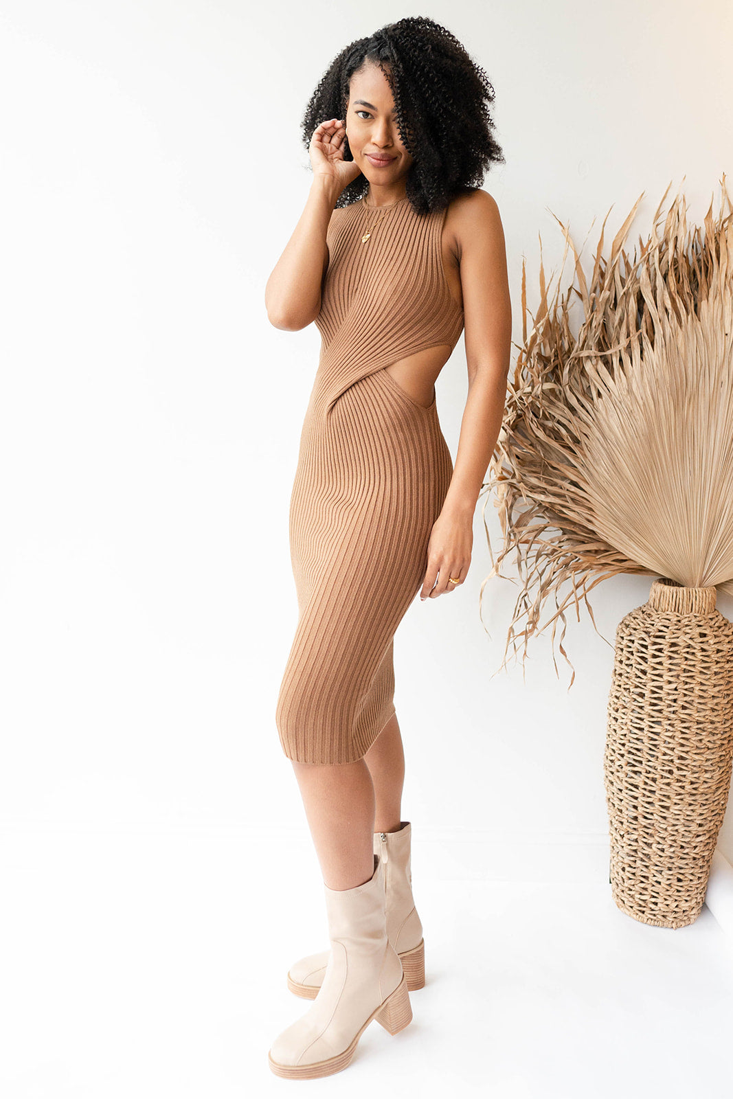 mode, angelique midi sweater dress