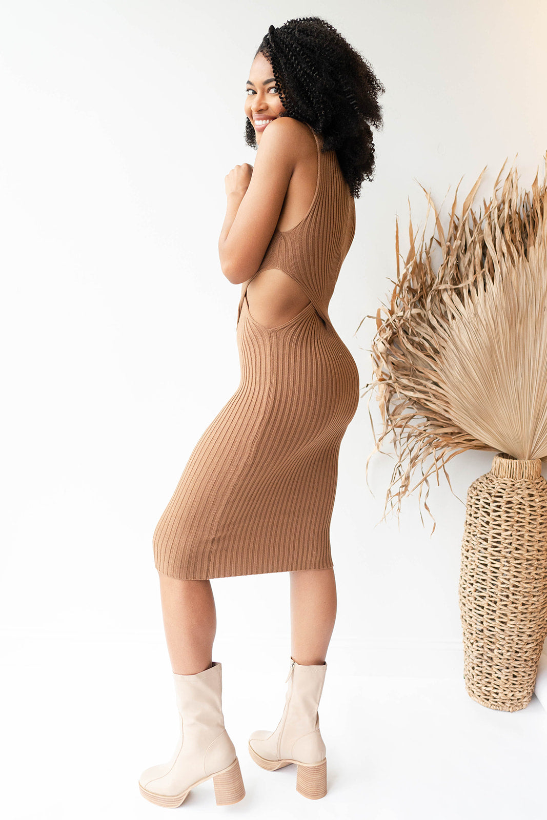 mode, angelique midi sweater dress