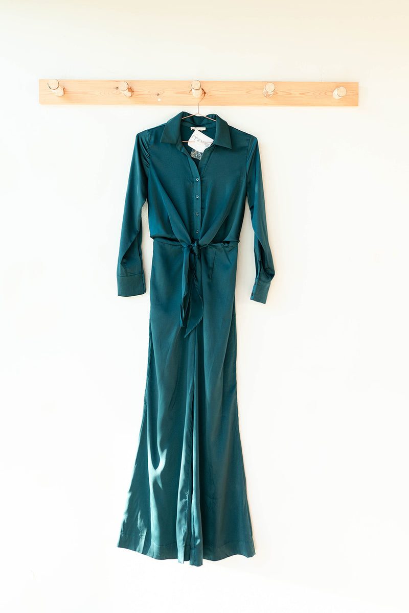 mode, mila satin tie jumpsuit