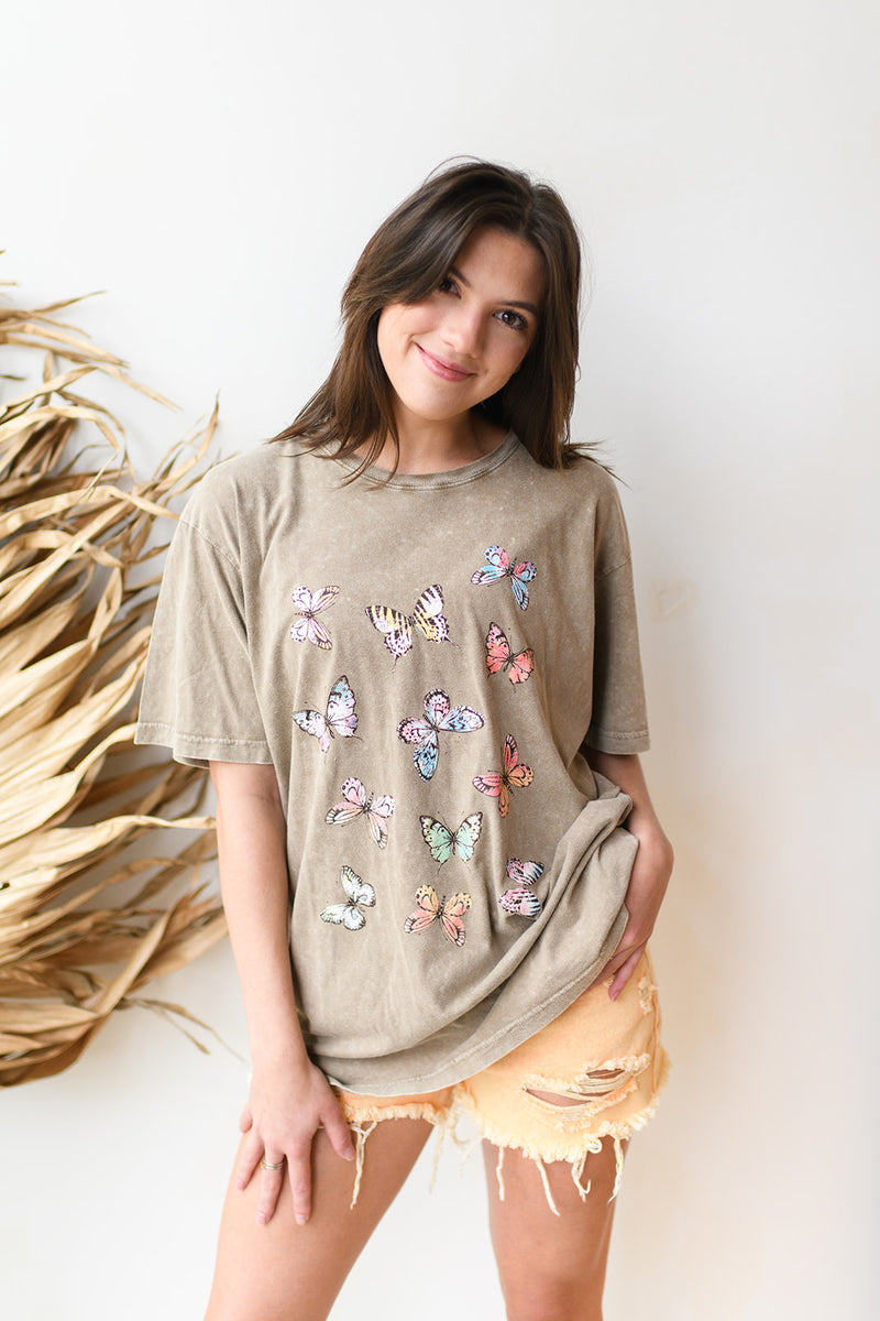 mode, vintage butterflies boyfriend tee