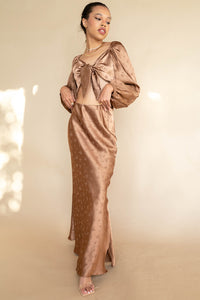 mode, ashlen satin bow top