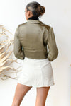 mode, satin fever button top