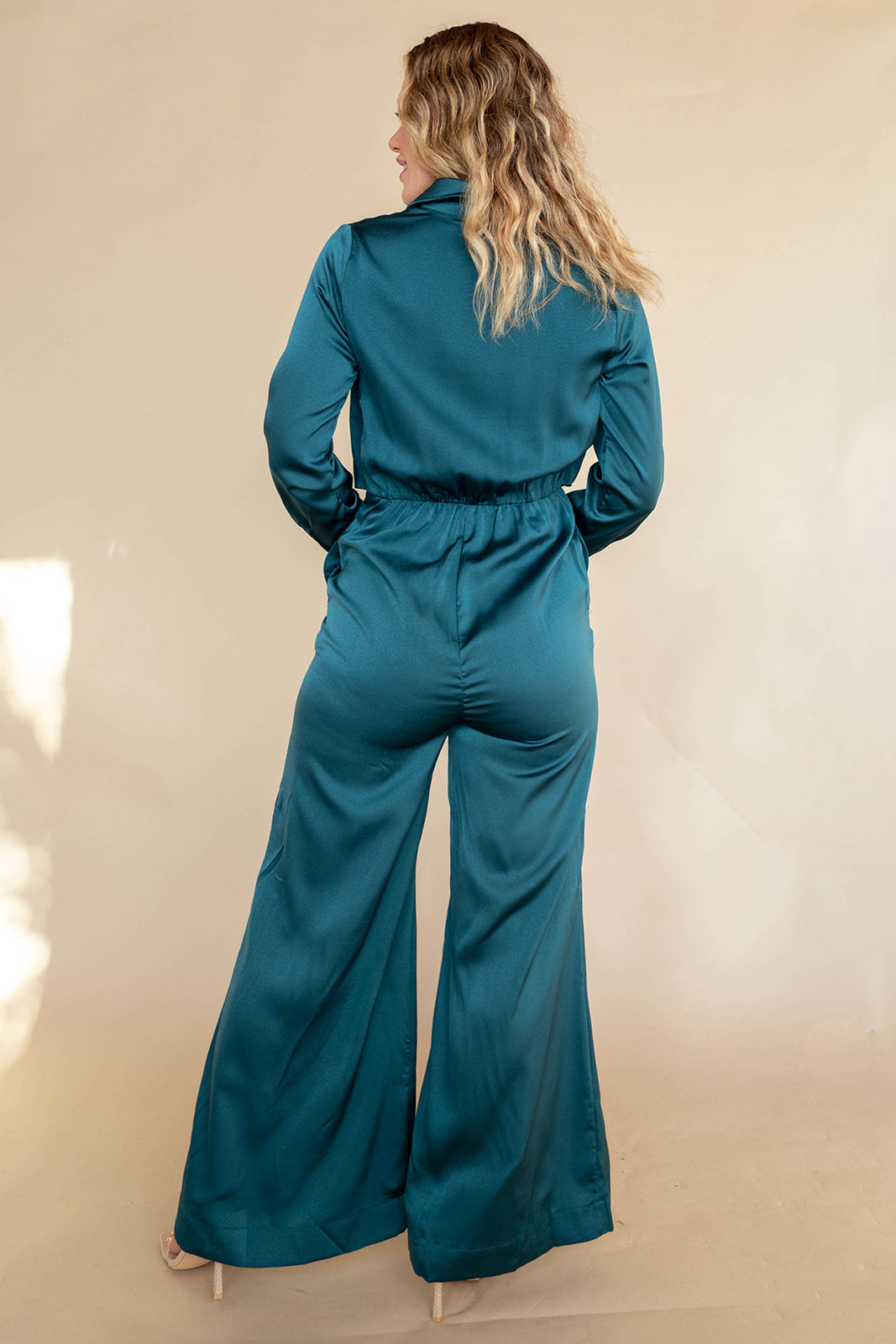 mode, mila satin tie jumpsuit