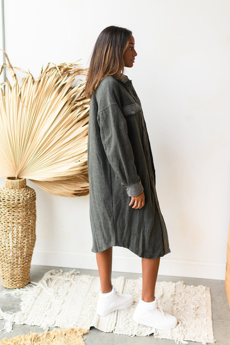 mode, thrill me button down shacket
