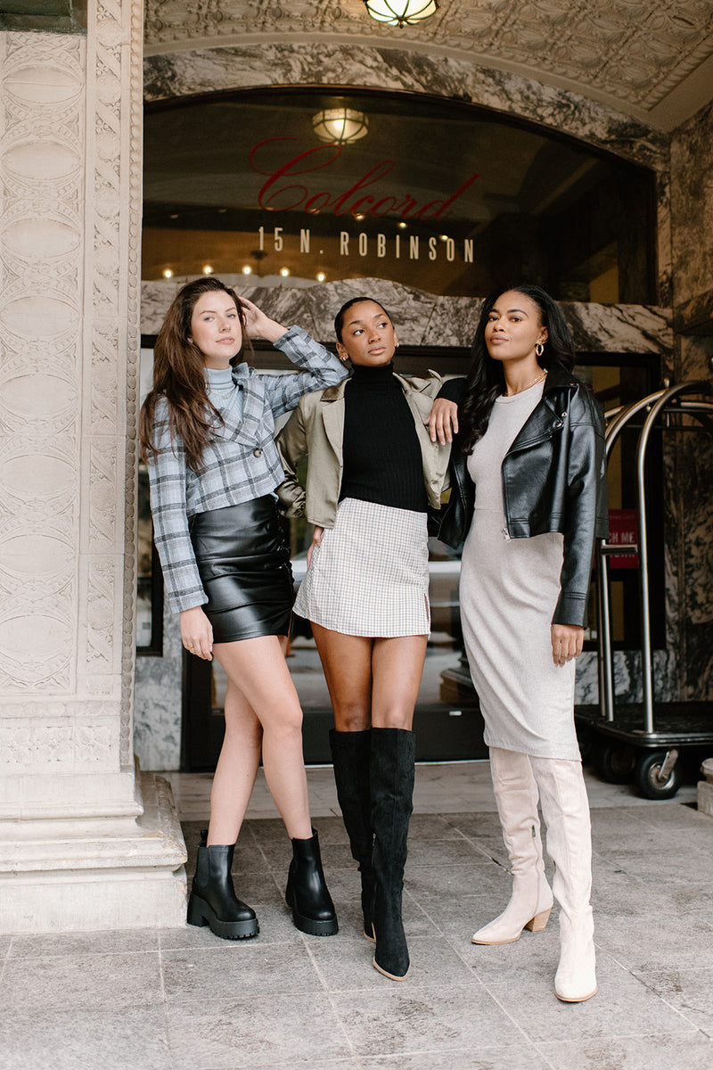 mode, stormy leather skirt