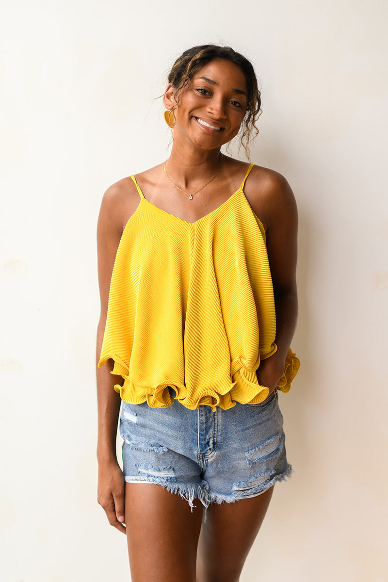 mode, date night frills crop top