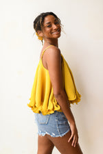 mode, date night frills crop top
