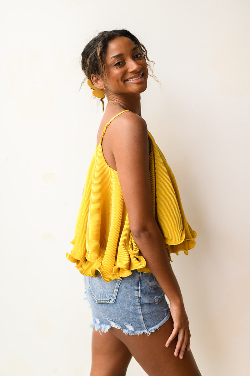 mode, date night frills crop top