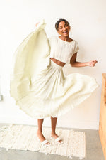 mode, sage the day skirt