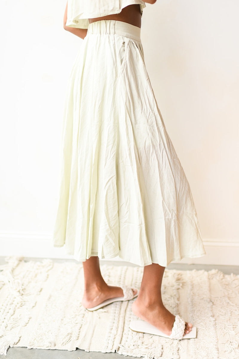 mode, sage the day skirt